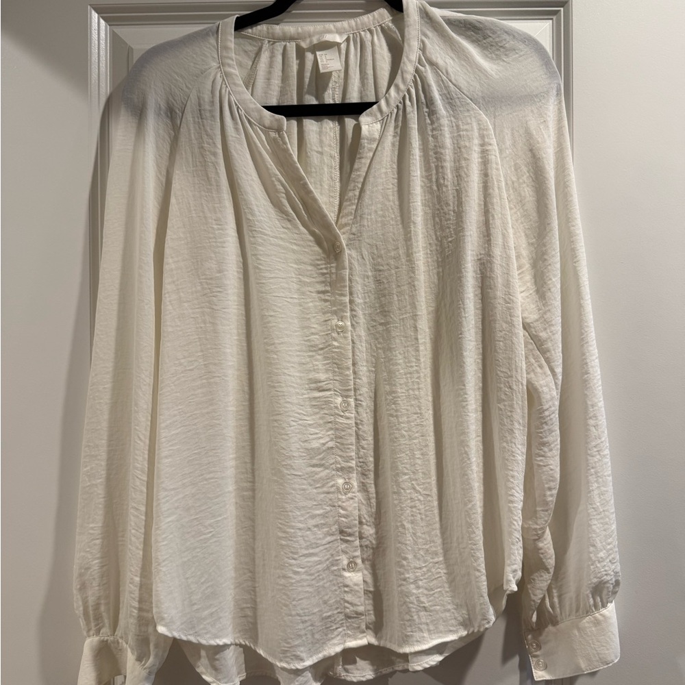 H&M Cream Button-Front Women's Shirt